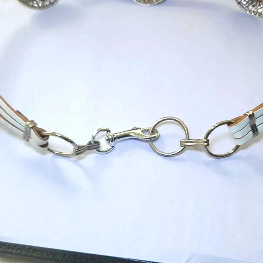 White Leather Western Silver Detail Clasp Belt